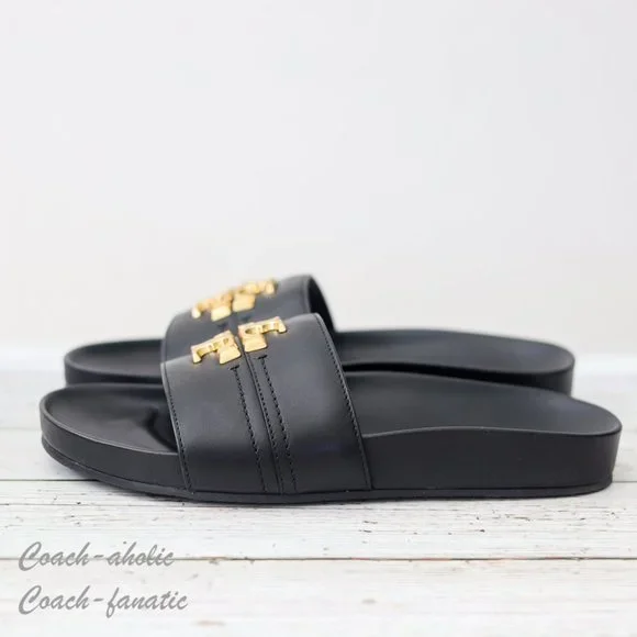 NIB Tory Burch Everly Anatomic Cloud Leather Slide Sandal in Black Size 7 - Picture 6 of 9